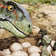 Artistic reconstruction of a Mussaurus patagonicus nest.